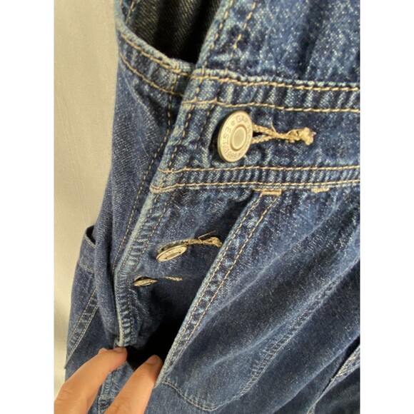Vintage GAP Baggy Overalls Womens Medium Dark Blue Wash Denim Wide Leg Grunge - Picture 5 of 10